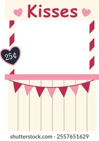 Isolated kissing booth flat vector illustration.
For celebrating Valentine's Day, wedding or birthday.
Transparent background.