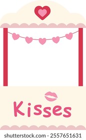 Isolated kissing booth flat vector illustration.
For celebrating Valentine's Day, wedding or birthday.
Transparent background.