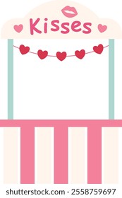 Isolated kissing booth flat vector illustration.
For celebrating Valentine's Day, wedding or birthday.
Transparent background.