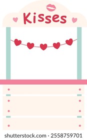 Isolated kissing booth flat vector illustration.
For celebrating Valentine's Day, wedding or birthday.
Transparent background.