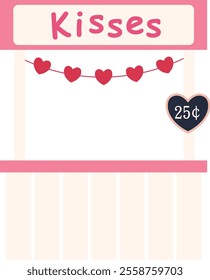 Isolated kissing booth flat vector illustration.
For celebrating Valentine's Day, wedding or birthday.
Transparent background.