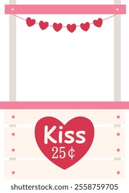 Isolated kissing booth flat vector illustration.
For celebrating Valentine's Day, wedding or birthday.
Transparent background.