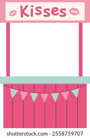 Isolated kissing booth flat vector illustration.
For celebrating Valentine's Day, wedding or birthday.
Transparent background.