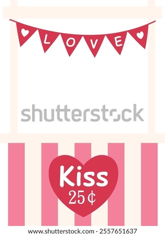 Isolated kissing booth flat vector illustration.
For celebrating Valentine's Day, wedding or birthday.
Transparent background.