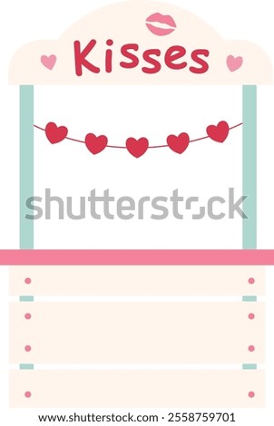 Isolated kissing booth flat vector illustration.
For celebrating Valentine's Day, wedding or birthday.
Transparent background.