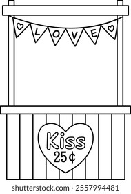 Isolated kissing booth Outline Vector.
For celebrating Valentine's Day, wedding or birthday.
Transparent background.