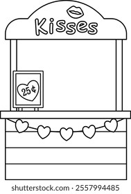 Isolated kissing booth Outline Vector.
For celebrating Valentine's Day, wedding or birthday.
Transparent background.