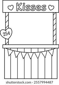 Isolated kissing booth Outline Vector.
For celebrating Valentine's Day, wedding or birthday.
Transparent background.