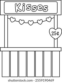 Isolated kissing booth Outline Vector.
For celebrating Valentine's Day, wedding or birthday.
Transparent background.
