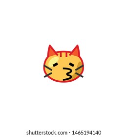 Isolated Kissing Cat Face Emoji, Emoticon, Vector Icon, Pictogram - Vector