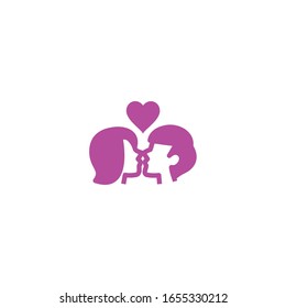 Isolated Kissing Couple  Emoji, Icon, emoticon, vector flat pictogram