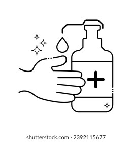 Guante de cocina aislado y botella de jabón líquido icono limpio Icono de vectores