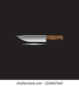 Einzige Küchenmesser-Symbol auf schwarzem Hintergrund. Vektorgrafik im Flachstil.