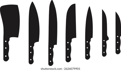 Juego de cuchillos de cocina aislados para uso culinario
