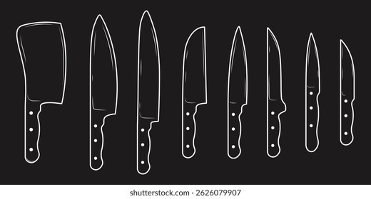 Isolated Kitchen Knife Set for Culinary Use