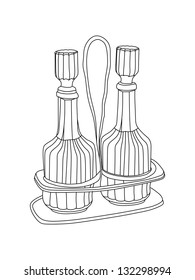 isolated kitchen and restaurant set of oil and vinegar bottles illustration