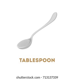 Isolated kitchen silver tablespoon on white background.