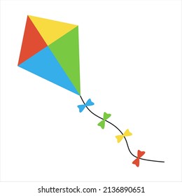 Isolated Kite Toy On A White Background. Kids Kite Toy Vector Illustration