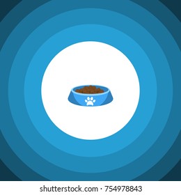 Isolated Kitty Food Flat Icon. Cat  Eating Vector Element Can Be Used For Cat, Food, Bowl Design Concept.