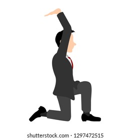 Isolated kneeling businessman image. Vector illustration