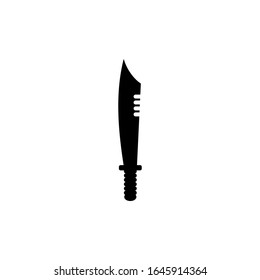 Un cuchillo aislado sobre fondo blanco. Silueta de diseño de arma fibrosa. Icono simple, ilustración vectorial. Dagas y cuchillos dibujados a mano. Proyecto de archivo EPS 10