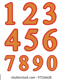 Isolated knitted numeral set