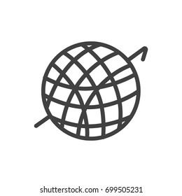 Isolated Knitting Outline Symbol On Clean Background. Vector Crochet Element In Trendy Style.