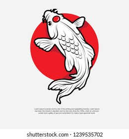 Isolated koi fish with red circle on head vector illustration.Good for symbol or decorative element.