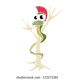 isolated kolor snake on the tree on the white background