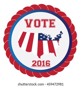 Isolated label with the american map and text, Election day, Vector illustration