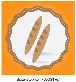 Isolated label with a bakery icon on a colored background