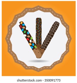 Isolated label with a bakery icon on a colored background