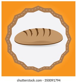 Isolated label with a bakery icon on a colored background
