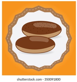 Isolated label with a bakery icon on a colored background