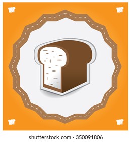 Isolated label with a bakery icon on a colored background