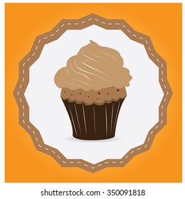 Isolated label with a bakery icon on a colored background