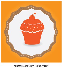 Isolated label with a bakery icon on a colored background