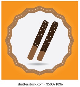 Isolated label with a bakery icon on a colored background