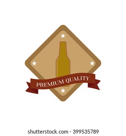 Isolated label with a beer bottle icon and text on a white background