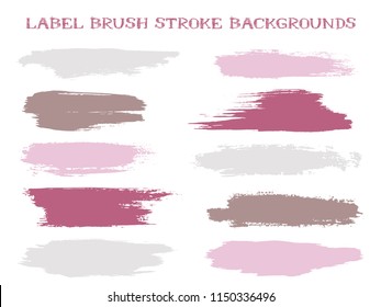 Isolated label brush stroke backgrounds, paint or ink smudges vector for tags and stamps design. Painted label backgrounds patch. Interior paint color palette samples. Ink stains, purple spots.