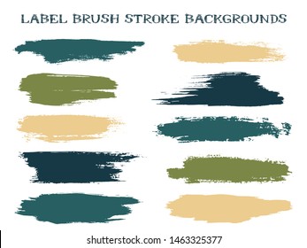 Isolated Label Brush Stroke Backgrounds, Paint Or Ink Smudges Vector For Tags And Stamps Design. Painted Label Backgrounds Patch. Interior Paint Color Palette Swatches. Ink Dabs, Green Splashes.