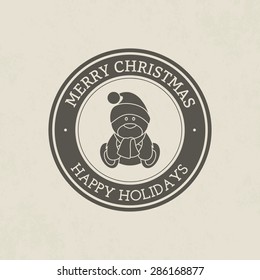 Isolated label with christmas icons. Vector illustration