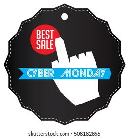 Isolated label with a discount text, Cyber monday vector illustration