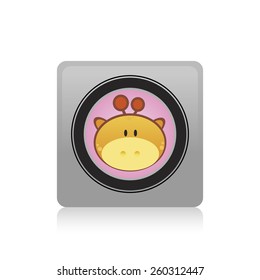 an isolated label with a giraffe on a white background