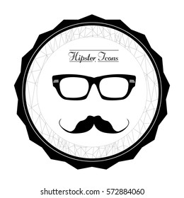 Isolated label with glasses and a mustache, Hipster vector illustration