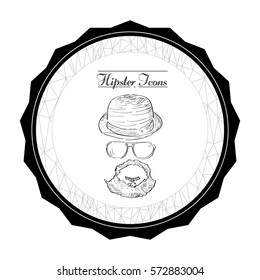 Isolated label with an outline of a hipster portrait, Vector illustration