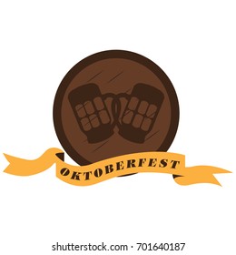 Isolated label with a pair of beer mugs, Oktoberfest vector illustration
