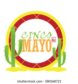 Isolated label with a pair of cactus, Cinco de mayo vector illustration