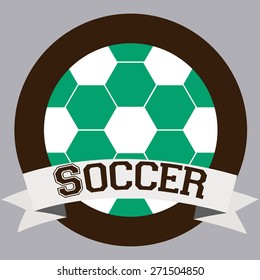Isolated label with a ribbon with text and a soccer ball. Vector illustration