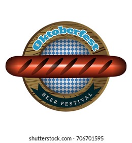 Isolated label with a sausage, Oktoberfest Vector illustration
